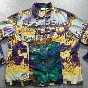 Chicos corduroy shacket button down art to Wear size 3 / Large colorful